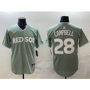 MLB Red Sox 28 Campbell Grey Nike Cool Base Men Jersey