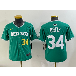 MLB Red Sox 34 David Ortiz Green Nike Cool Base Youth Jersey
