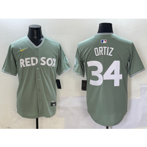 MLB Red Sox 34 David Ortiz Grey Nike Cool Base Men Jersey