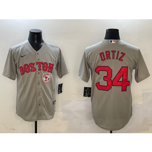 MLB Red Sox 34 David Ortiz Grey Nike Cool Base Men Jersey