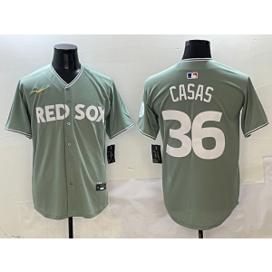 MLB Red Sox 36 Casas Grey New Nike Cool Base Men Jersey