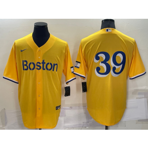 MLB Red Sox 39 Yellow Nike Cool Base Men Jersey