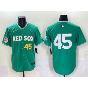 MLB Red Sox 45 Pedro Martinez City Green Nike Cool Base Men Jersey