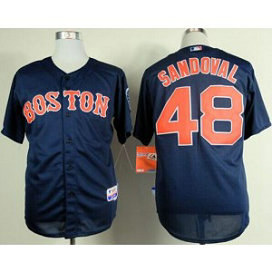 MLB Red Sox 48 Pablo Sandoval Dark Blue Cool Base Men Jersey