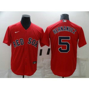 MLB Red Sox 5 HERNANDEZ Red Nike Cool Base Men Jersey