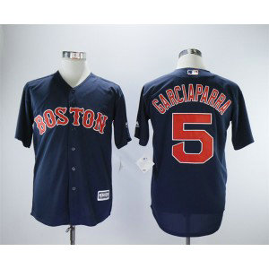 MLB Red Sox 5 Nomar Garciaparra Navy Throwback Men Jersey