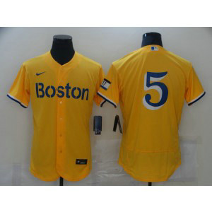 MLB Red Sox 5 Nomar Garciaparra Yellow 2021 New Flexbase Men Jersey