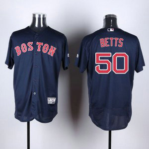 MLB Red Sox 50 Mookie Betts Navy Blue Flexbase Men Jersey