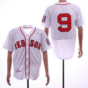 MLB Red Sox 9 Ted Williams White 1939 Throwback Men Jersey
