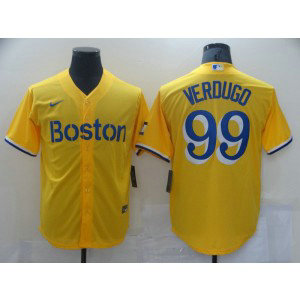 MLB Red Sox 99 VERDUGO Yellow 2021 New Cool Base Men Jersey