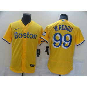 MLB Red Sox 99 VERDUGO Yellow 2021 New Flexbase Men Jersey