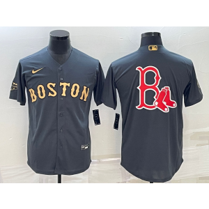 MLB Red Sox Blank Charcoal Baseball Logo Nike Men Jersey