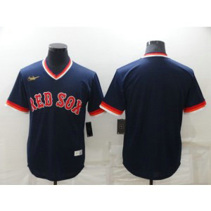 MLB Red Sox Navy Blank Throwback Men Jersey