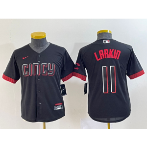 MLB Reds 11 Barry Larkin Black 2023 City Connect Nike Cool Base Youth Jersey MLB Reds 11 Barry Larkin Black 2023 City Connect Nike Cool Base Youth Jersey