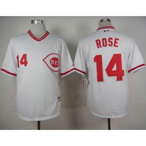 MLB Reds 14 Pete Rose White 1990 Turn Back The Clock Men Jersey MLB Reds 14 Pete Rose White 1990 Turn Back The Clock Men Jersey