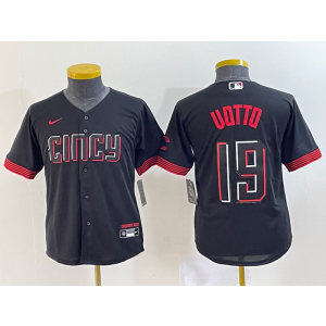 MLB Reds 19 Joey Votto Black 2023 City Connect Nike Cool Base Youth Jersey MLB Reds 19 Joey Votto Black 2023 City Connect Nike Cool Base Youth Jersey