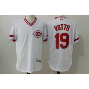 MLB Reds 19 Joey Votto White Throwback Flexbase Men Jersey MLB Reds 19 Joey Votto White Throwback Flexbase Men Jersey