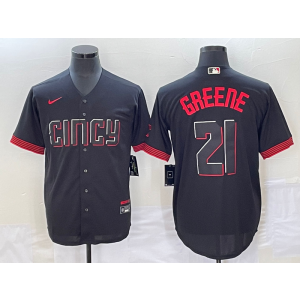 MLB Reds 21 Greene Black 2023 City Connect Nike Cool Base Men Jersey MLB Reds 21 Greene Black 2023 City Connect Nike Cool Base Men Jersey