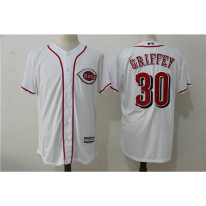 MLB Reds 30 Ken Griffey Jr White Cool Base Men Jersey MLB Reds 30 Ken Griffey Jr White Cool Base Men Jersey