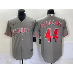 MLB Reds 44 De La Cruz Grey Nike Cool Base Men Jersey