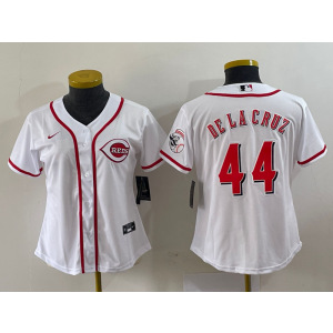 MLB Reds 44 De La Cruz White Nike Cool Base Youth Jersey MLB Reds 44 De La Cruz White Nike Cool Base Youth Jersey