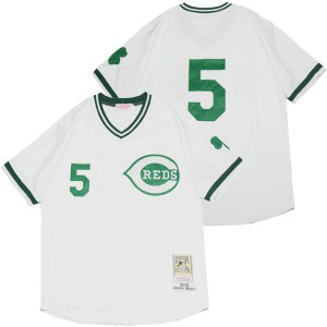 MLB Reds 5 Johnny Bench White St. Patrick's Day Men Jersey MLB Reds 5 Johnny Bench White St. Patrick's Day Men Jersey