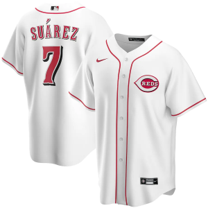 MLB Reds 7 Eugenio Suarez White Nike Cool Base Men Jersey MLB Reds 7 Eugenio Suarez White Nike Cool Base Men Jersey