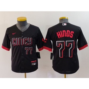 MLB Reds 77 Hinds Black City Nike Cool Base Youth Jersey MLB Reds 77 Hinds Black City Nike Cool Base Youth Jersey