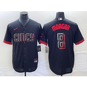 MLB Reds 8 Joe Morgan Black 2023 City Connect Nike Cool Base Men Jersey MLB Reds 8 Joe Morgan Black 2023 City Connect Nike Cool Base Men Jersey