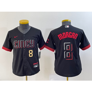 MLB Reds 8 Joe Morgan Black Gold 2023 City Connect Nike Cool Base Youth Jersey MLB Reds 8 Joe Morgan Black Gold 2023 City Connect Nike Cool Base Youth Jersey