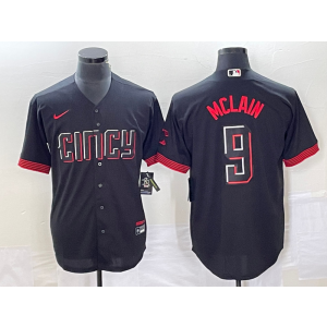 MLB Reds 9 Mclain Black 2023 City Connect Nike Cool Base Men Jersey MLB Reds 9 Mclain Black 2023 City Connect Nike Cool Base Men Jersey