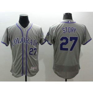 MLB Rockies 27 Trevor Story Grey Flexbase Men Jersey MLB Rockies 27 Trevor Story Grey Flexbase Men Jersey