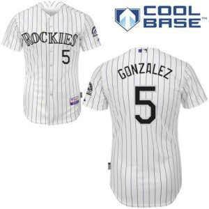 MLB Rockies 5 Carlos Gonzalez White Cool Base Men Jersey MLB Rockies 5 Carlos Gonzalez White Cool Base Men Jersey