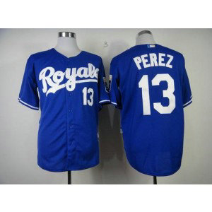 MLB Royals 13 Salvador Perez Blue Alternate 2 Base Men Jersey