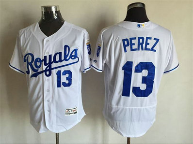 MLB Royals 13 Salvador Perez White Flexbase New Jersey
