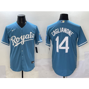 MLB Royals 14 Caglianone Blue Nike Cool Base Men Jersey