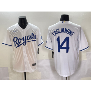MLB Royals 14 Caglianone White Nike Cool Base Men Jersey