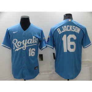 MLB Royals 16 Bo Jackson Blue Nike Cool Base Men Jerseys