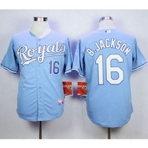 MLB Royals 16 Bo Jackson Light Blue 1985 Turn Back The Clock Men Jersey