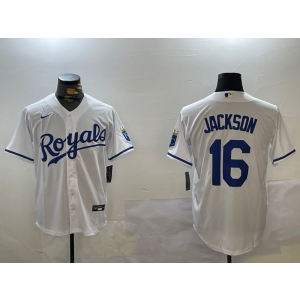 MLB Royals 16 Bo Jackson White Nike Cool Base Men Jersey