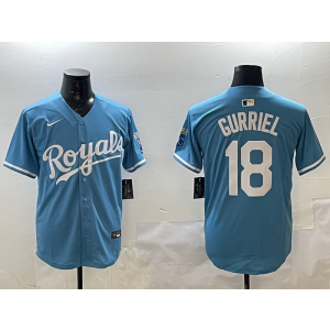 MLB Royals 18 Gurriel Light Blue Nike Cool Base Men Jersey