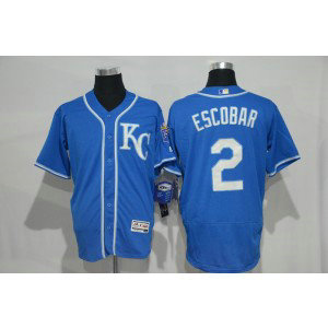 MLB Royals 2 Alcides Escobar Blue Flexbase Men Jersey