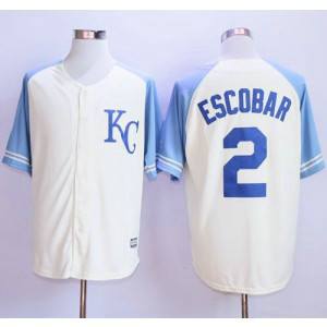 MLB Royals 2 Alcides Escobar Cream Exclusive Vintage Men Jersey