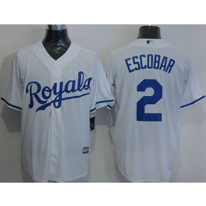 MLB Royals 2 Alcides Escobar White New Cool Base Men Jersey