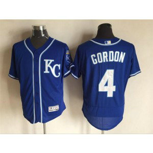 MLB Royals 4 Alex Gordon Blue FlexBase Men Jersey