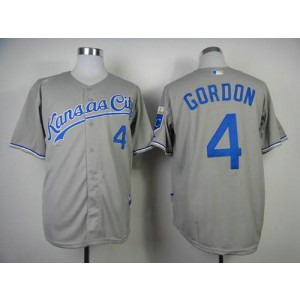 MLB Royals 4 Alex Gordon Grey Base Men Jersey