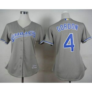 MLB Royals 4 Alex Gordon Grey Road Women Jersey MLB Royals 4 Alex Gordon Grey Road Women Jersey