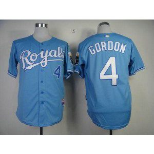 MLB Royals 4 Alex Gordon Light Blue Base Men Jersey