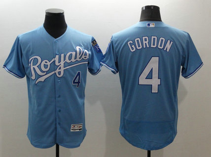 MLB Royals 4 Alex Gordon Light Blue Flexbase Jersey