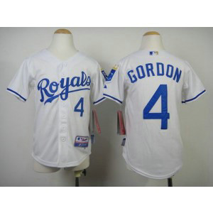 MLB Royals 4 Alex Gordon White Cool Base Youth Jersey MLB Royals 4 Alex Gordon White Cool Base Youth Jersey